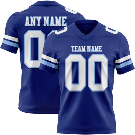 Custom Royal White-Light Blue Authentic Football Jersey - Main View