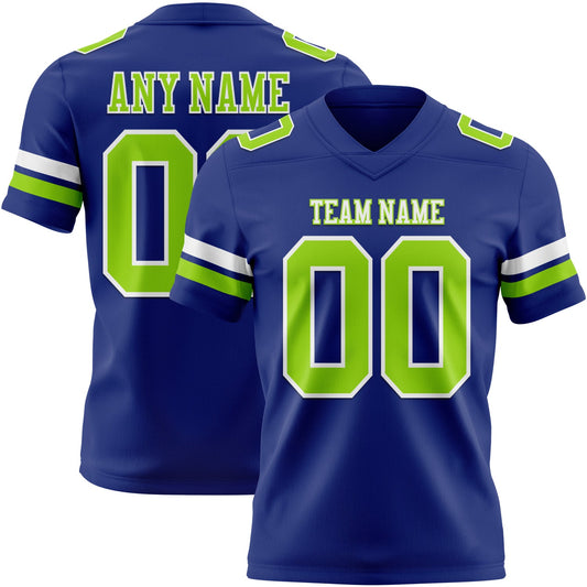 Custom Royal Neon Green-White Authentic Football Jersey - Main View