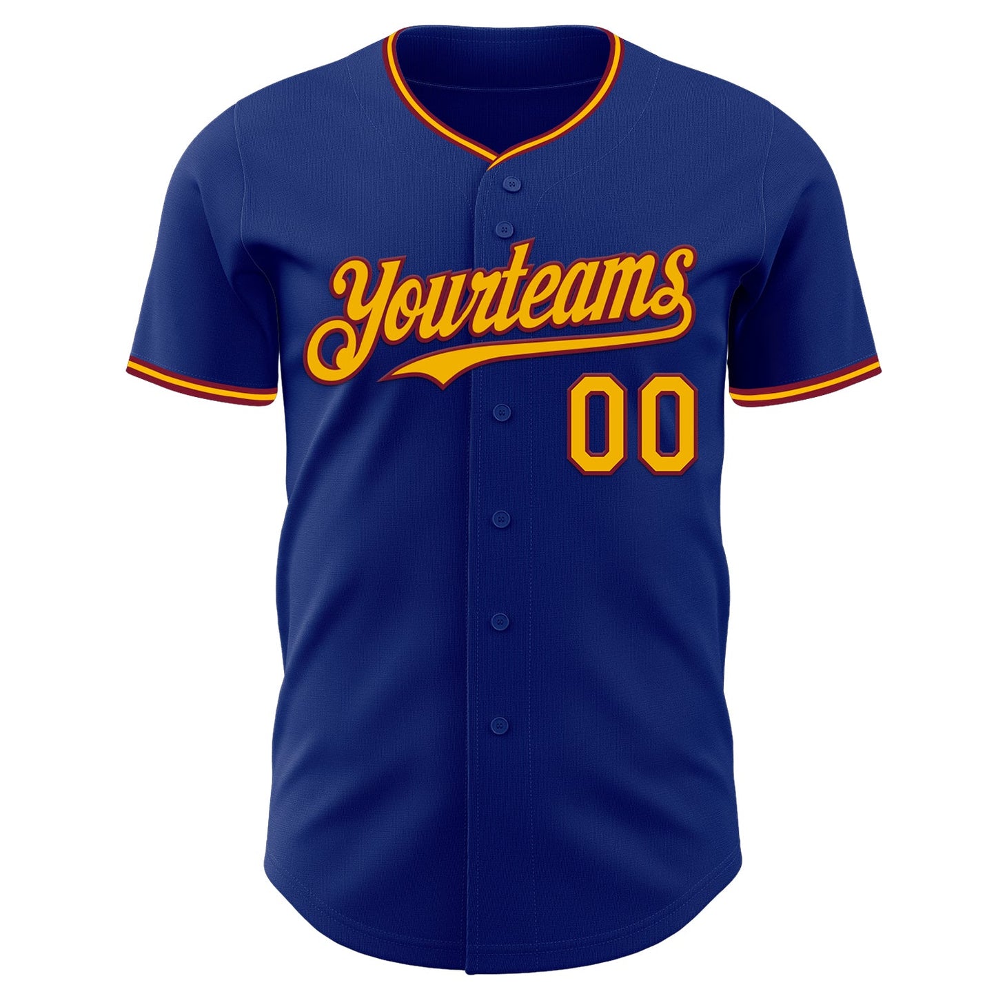 Custom Royal Gold-Crimson Authentic Baseball Jersey view 2
