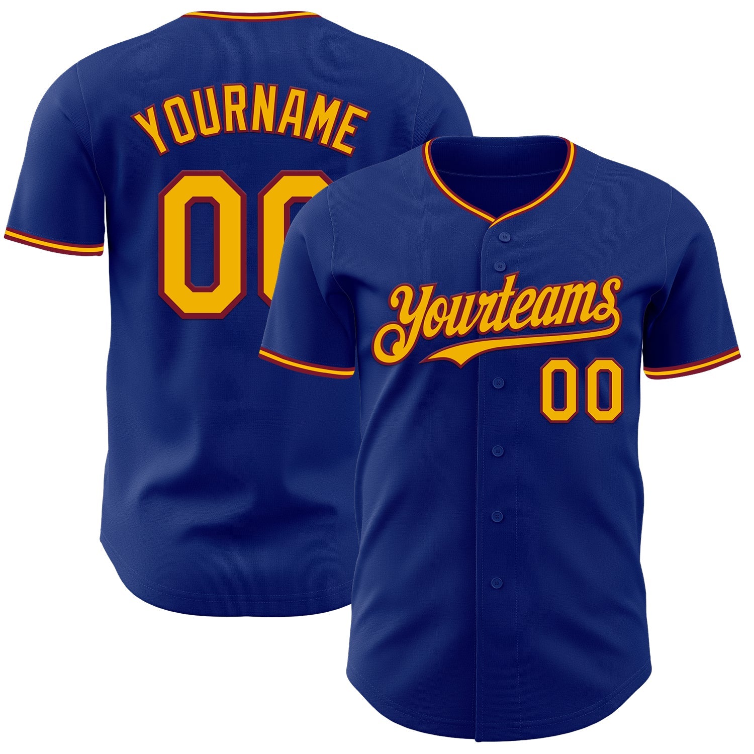 Custom Royal Gold-Crimson Authentic Baseball Jersey - Main View
