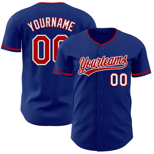 Custom Royal Red-White Authentic Baseball Jersey - Main View