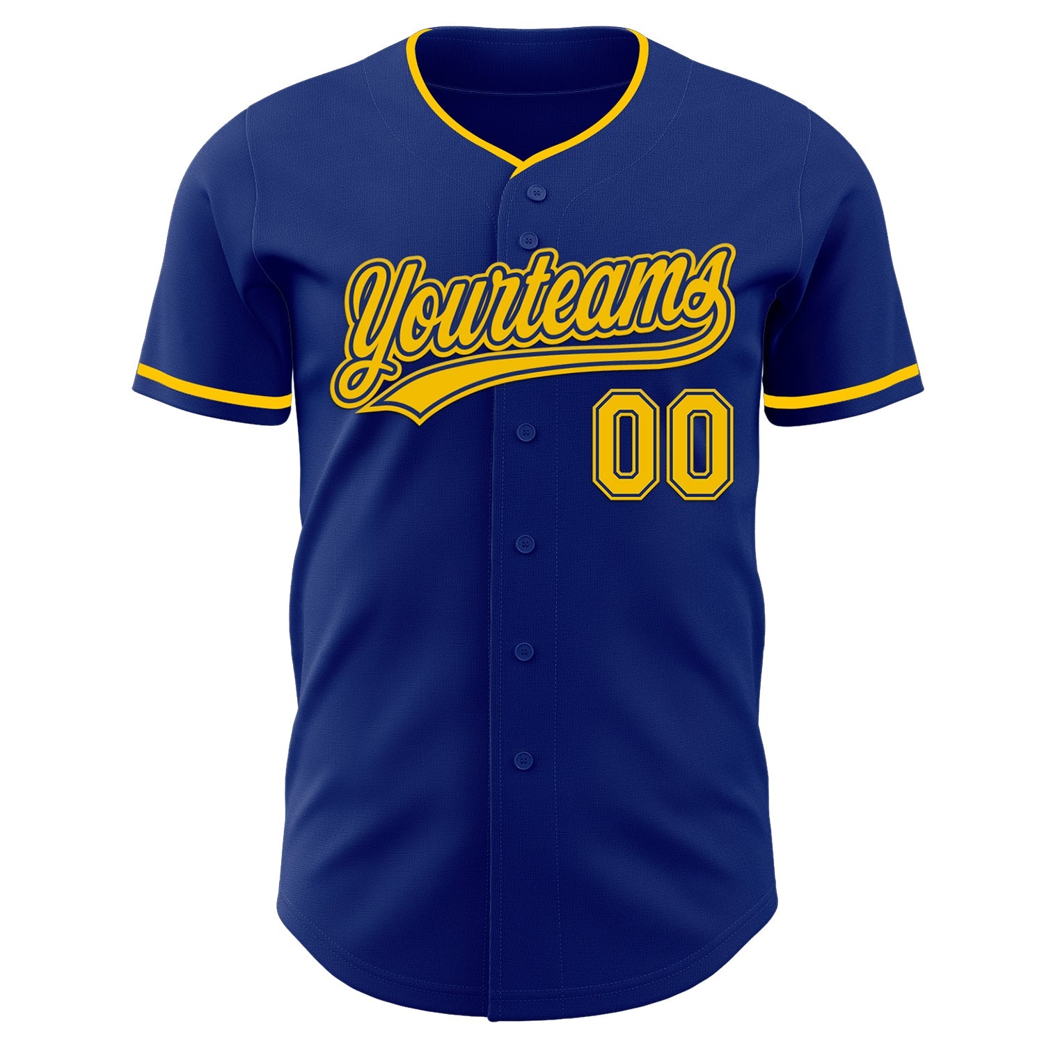 Custom Royal Yellow Authentic Baseball Jersey view 2