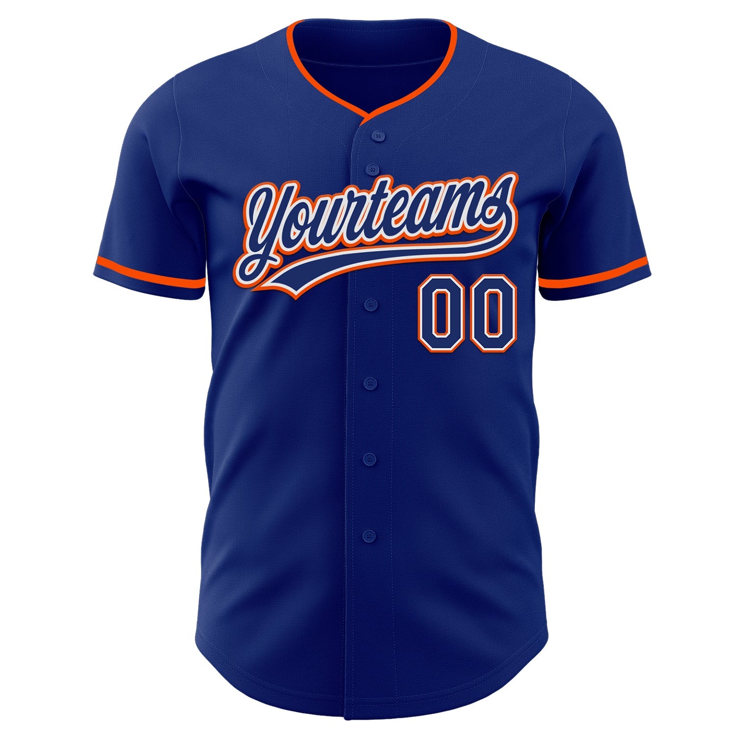Custom Royal White-Orange Authentic Baseball Jersey view 2