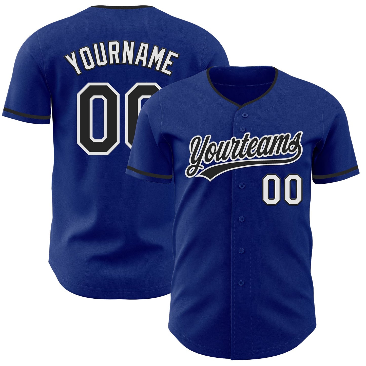 Custom Royal Black-White Authentic Baseball Jersey - Main View