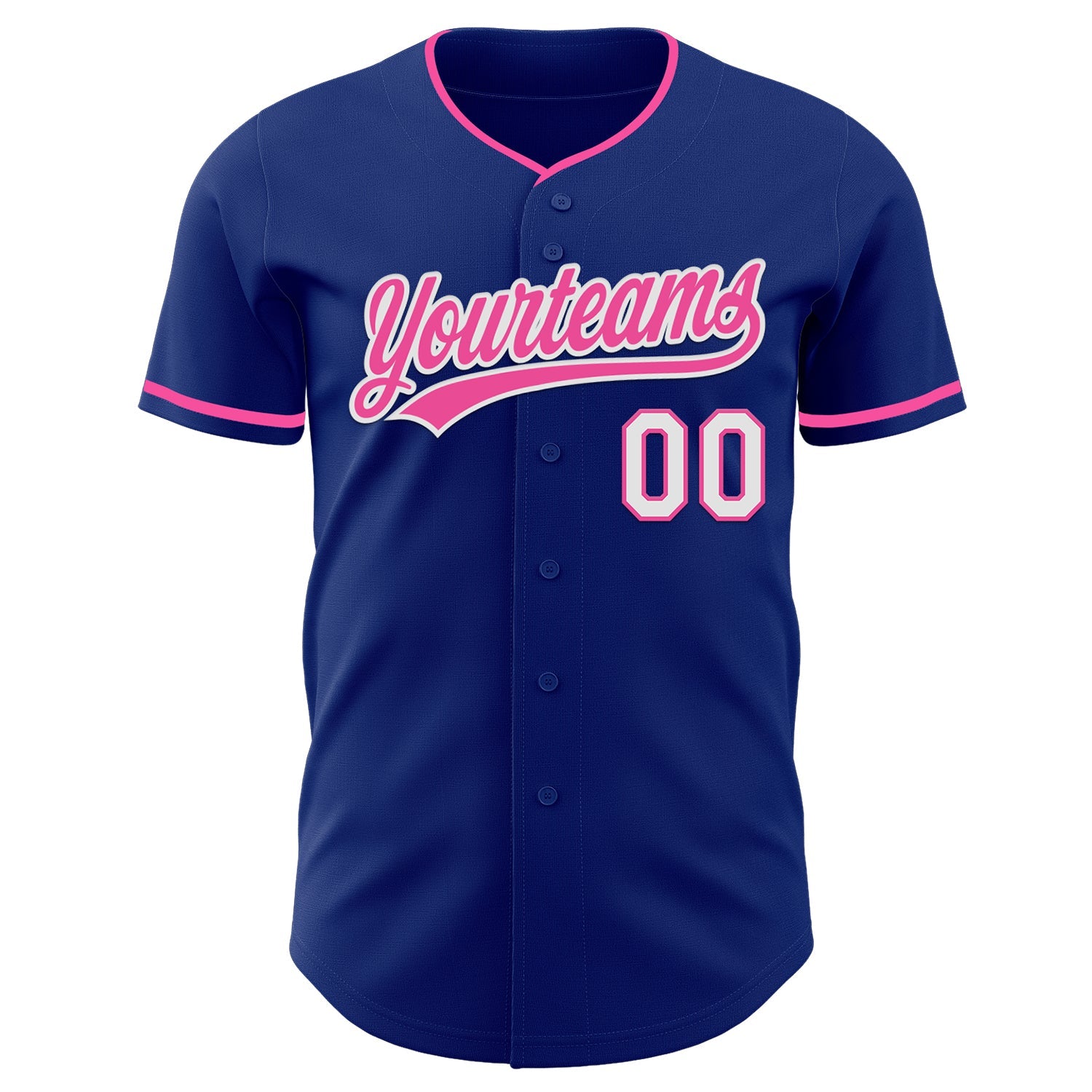 Custom Royal Pink-White Authentic Baseball Jersey view 2