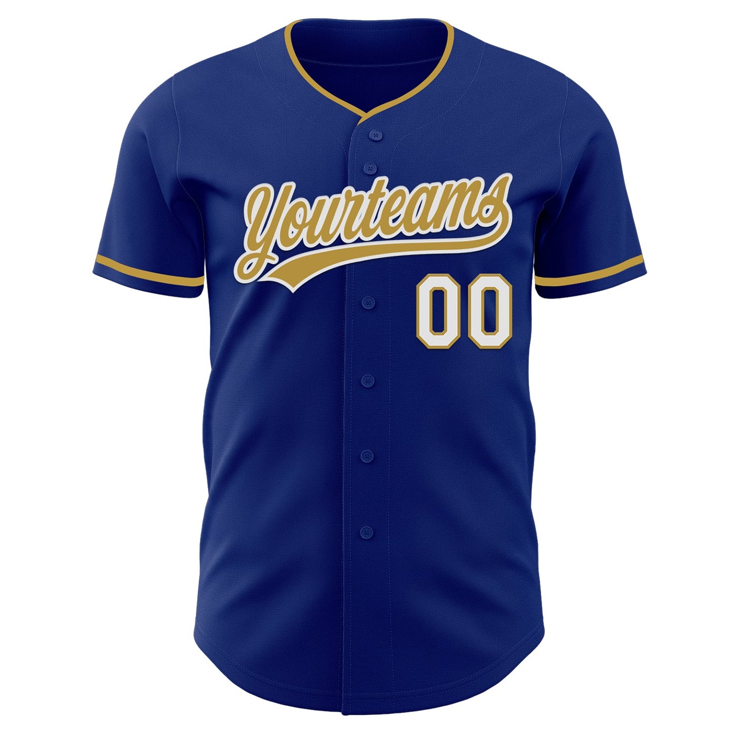 Custom Royal Old Gold-White Authentic Baseball Jersey view 2