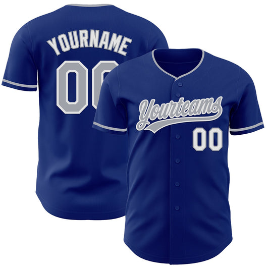 Custom Royal Gray-White Authentic Baseball Jersey - Main View