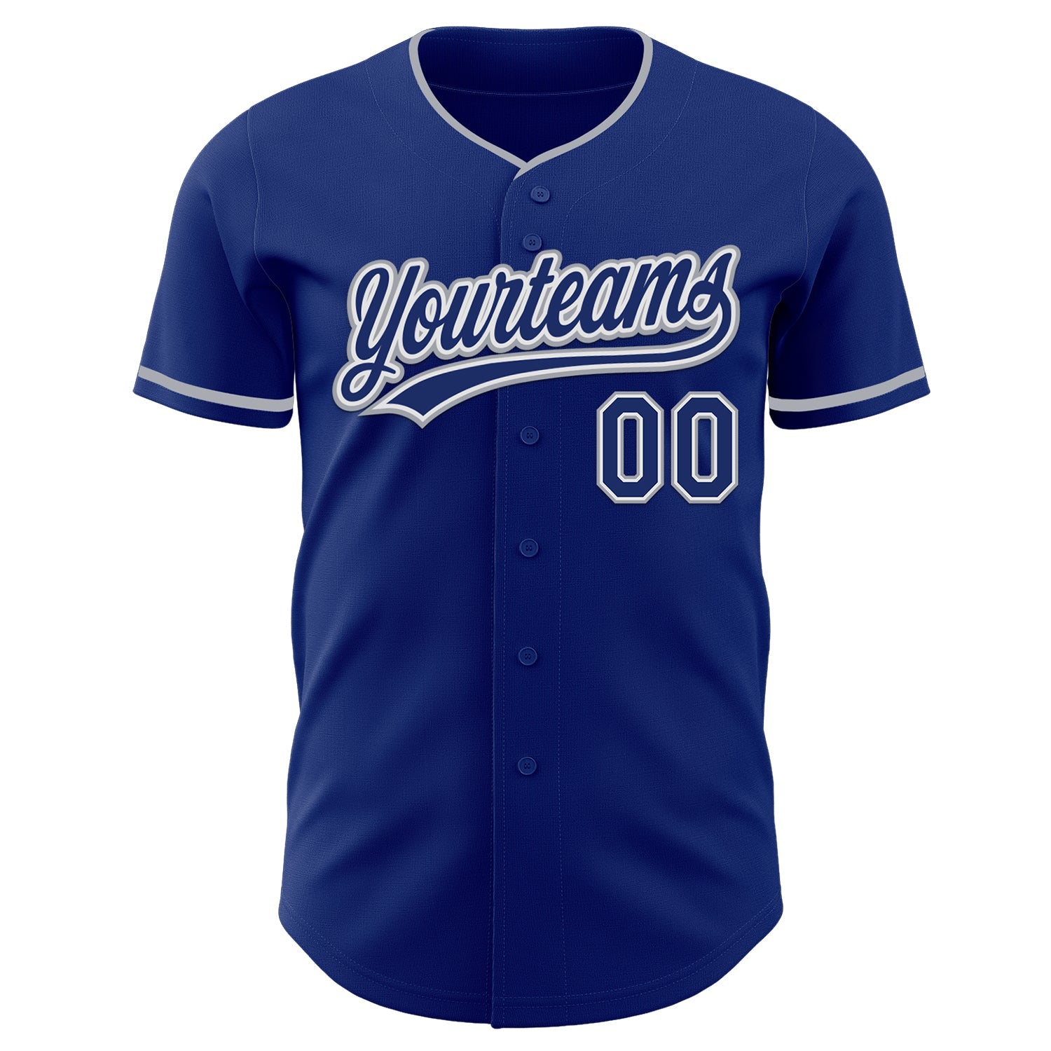 Custom Royal White-Gray Authentic Baseball Jersey view 2