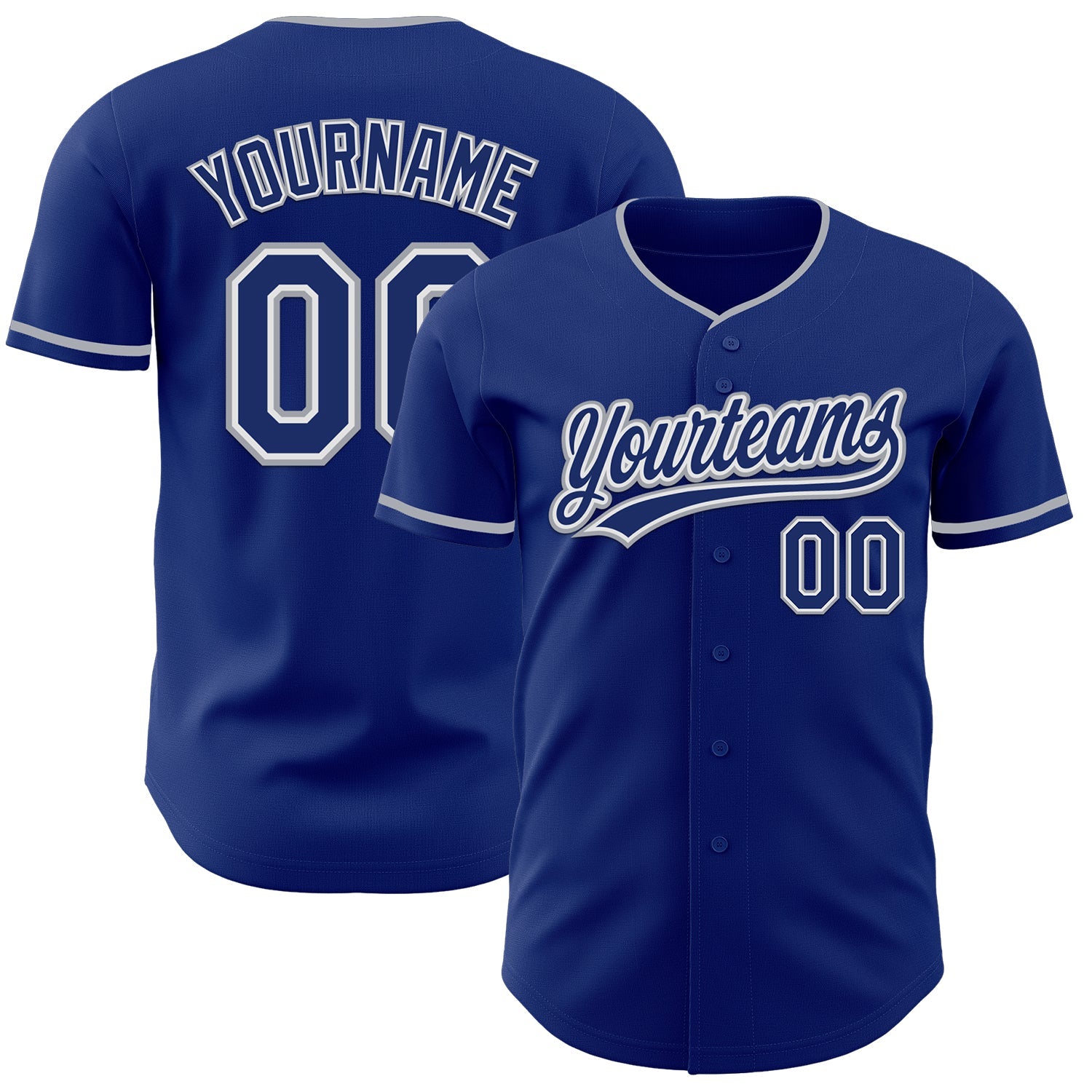 Custom Royal White-Gray Authentic Baseball Jersey - Main View