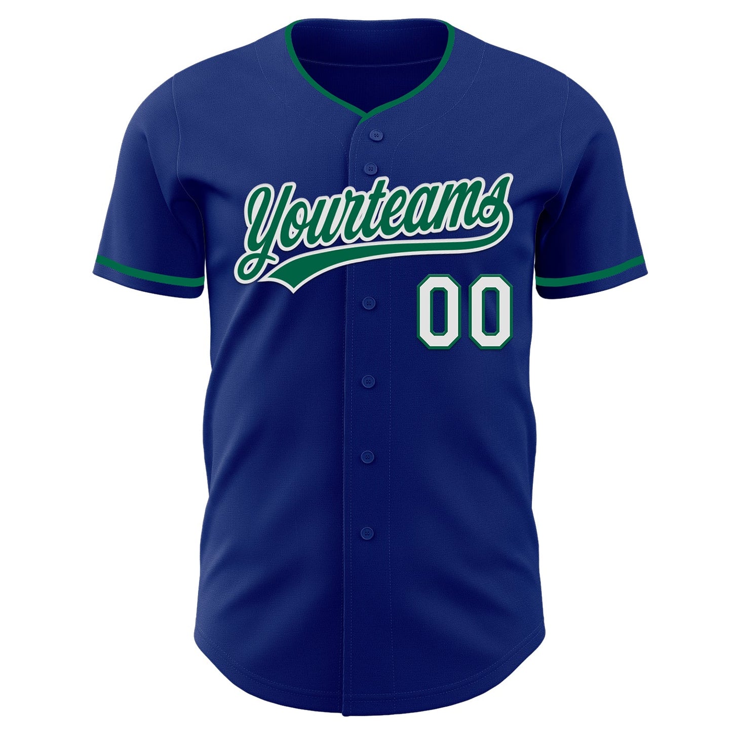 Custom Royal Kelly Green-White Authentic Baseball Jersey view 2