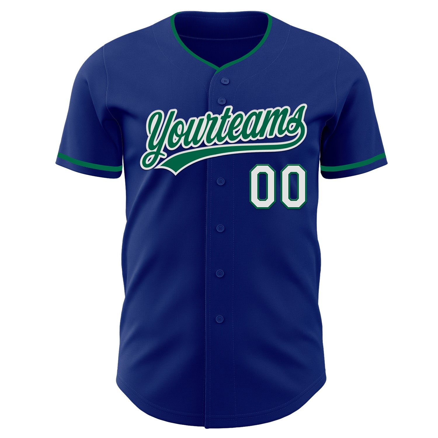 Custom Royal Kelly Green-White Authentic Baseball Jersey view 2