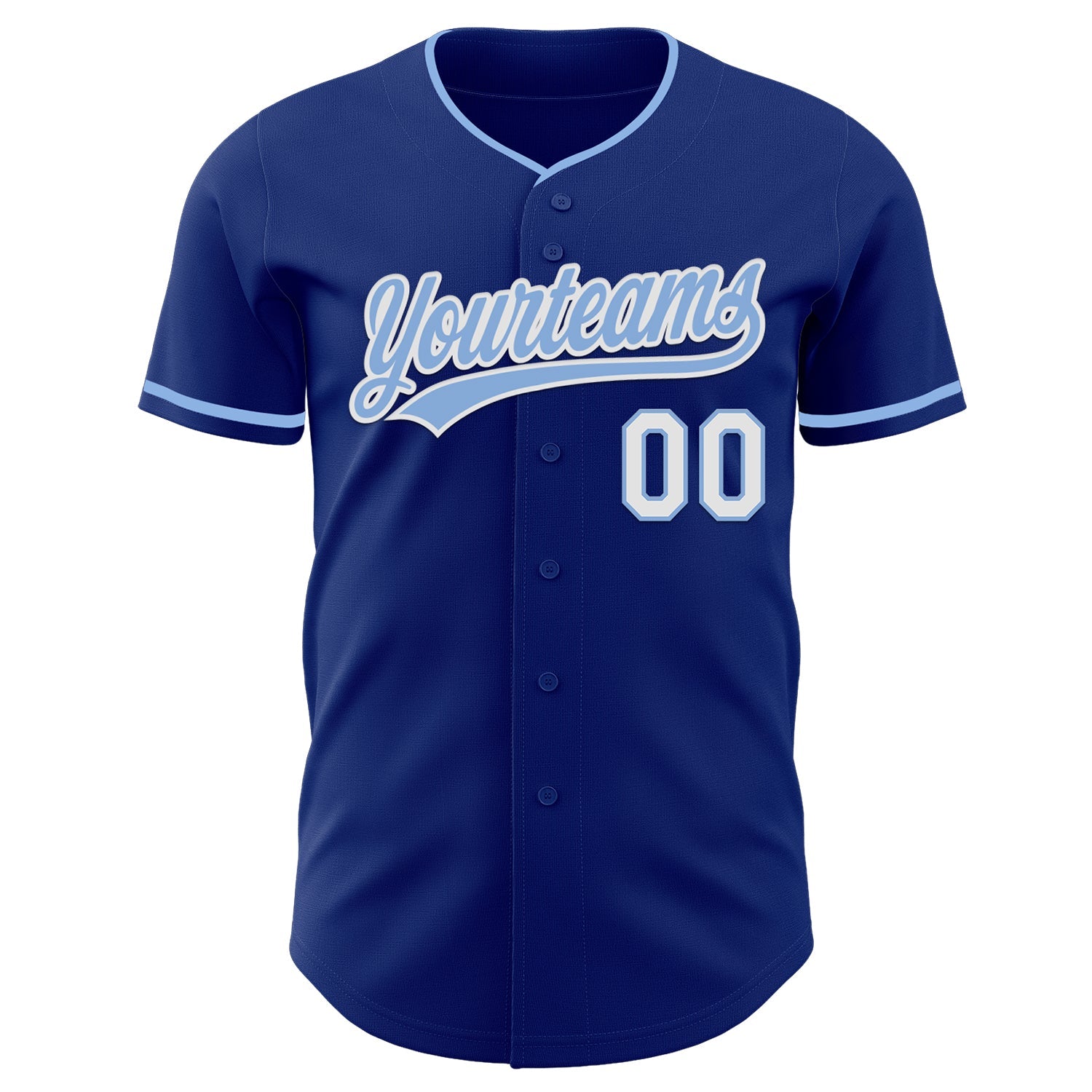 Custom Royal Light Blue-White Authentic Baseball Jersey view 2