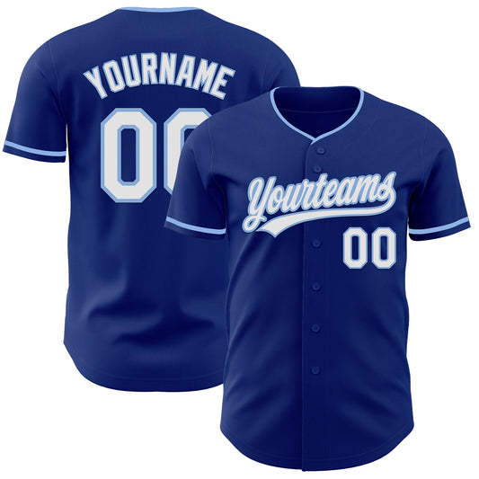 Custom Royal White-Light Blue Authentic Baseball Jersey - Main View