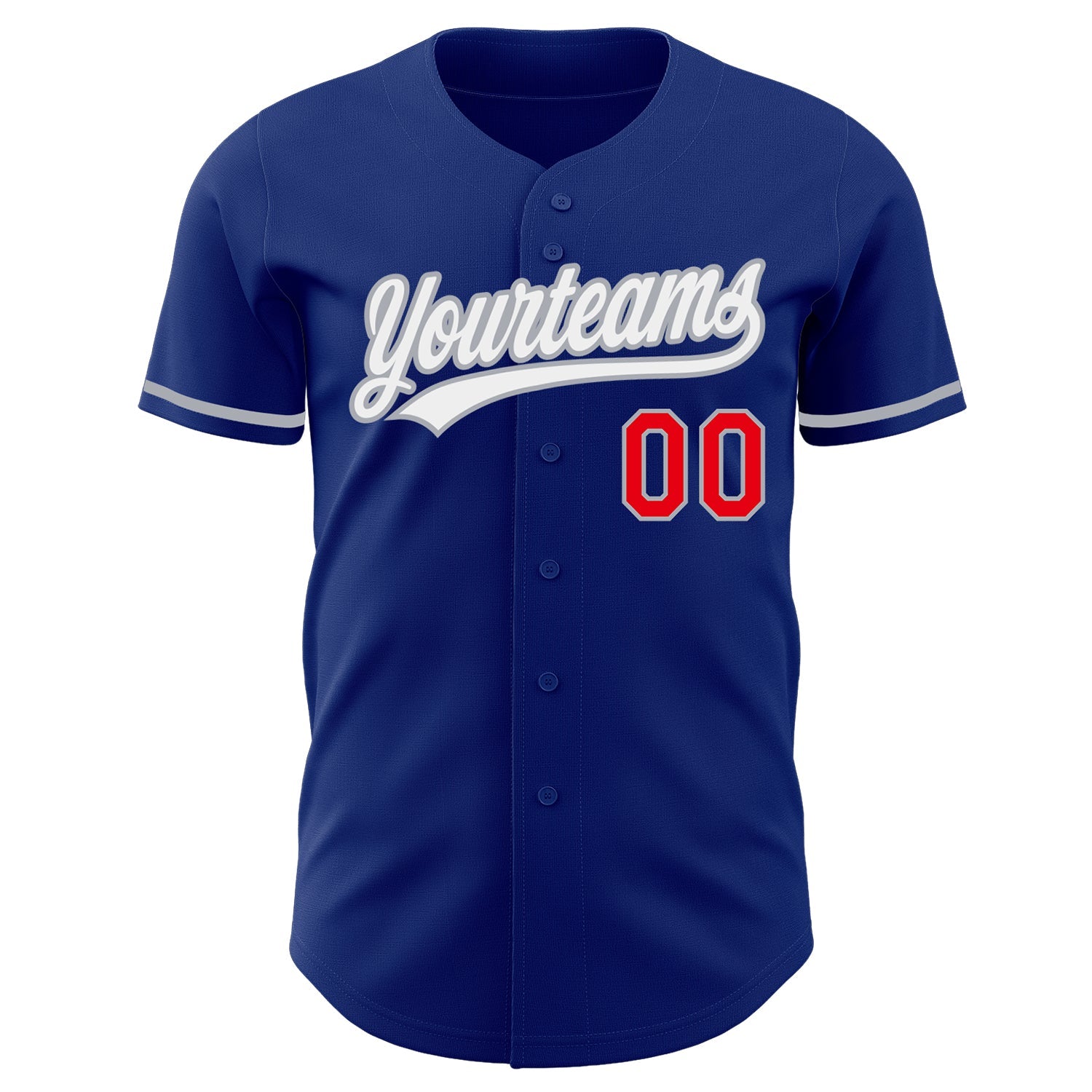 Custom Royal Fire Red White-Gray Authentic Baseball Jersey view 2