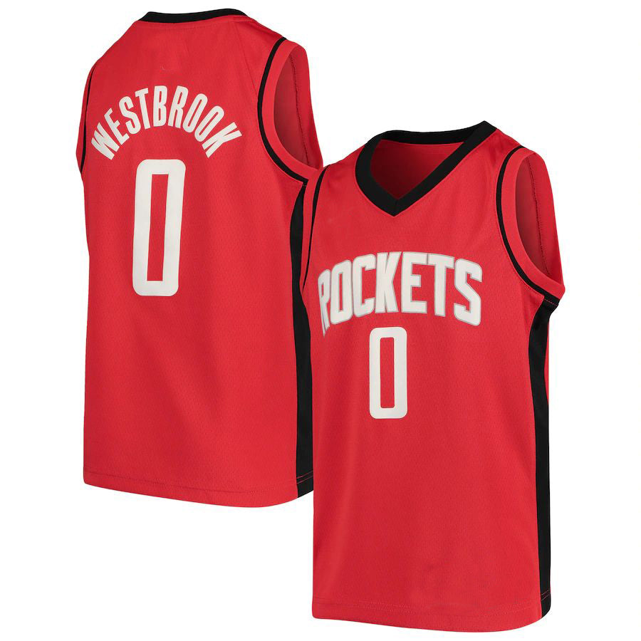 H.Rockets #0 Russell Westbrook Swingman Jersey Icon Edition Red Stitched American Basketball Jersey - Main View