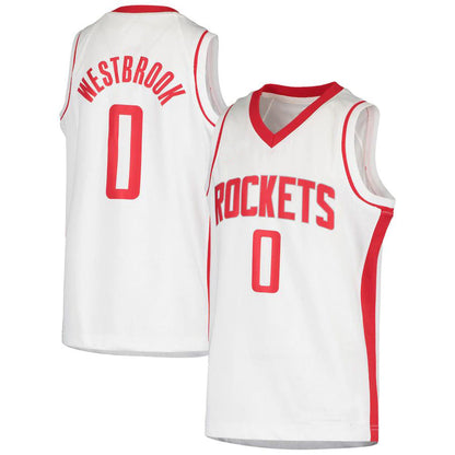 H.Rockets #0 Russell Westbrook 2020-21 Swingman Jersey Association Edition White Stitched American Basketball Jersey - Main View