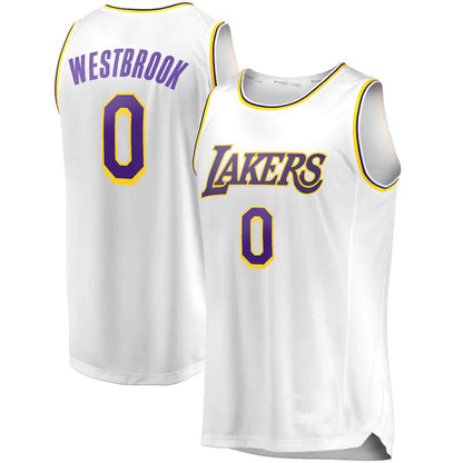 LA.Lakers #0 Russell Westbrook Fanatics Branded 2020-21 Fast Break Replica Player Jersey White Association Edition Stitched American Basketball Jersey - Main View