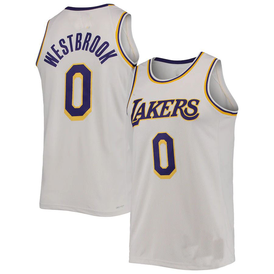 LA.Lakers #0 Russell Westbrook 2021-22 Swingman Jersey White Stitched American Basketball Jersey - Main View