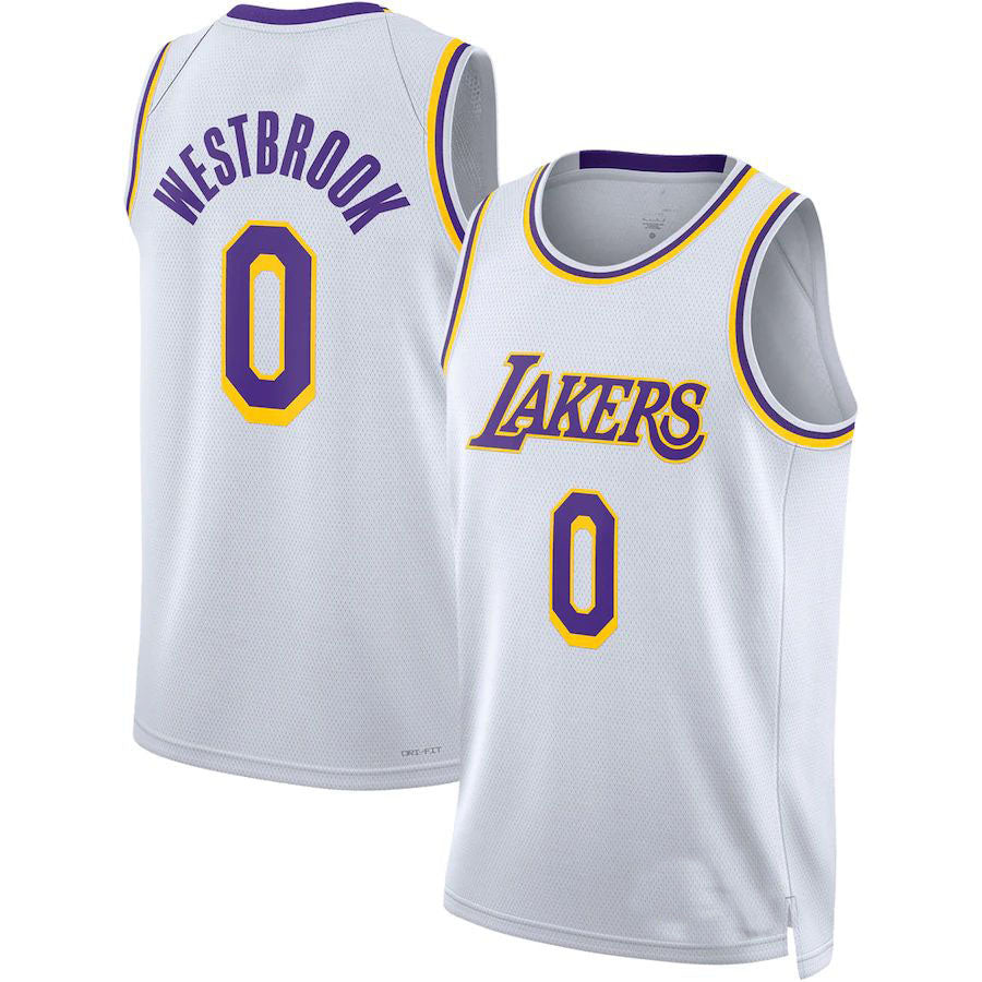 LA.Lakers #0 Russell Westbrook Unisex 2022-23 Swingman Jersey  Association Edition White Stitched American Basketball Jersey - Main View