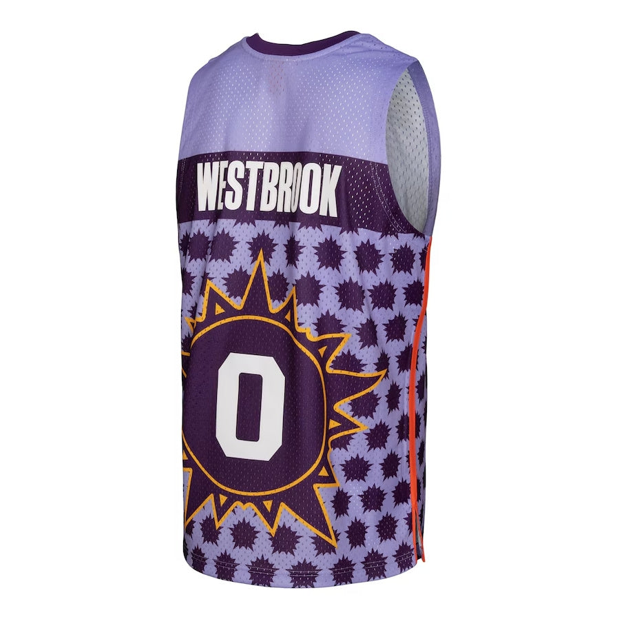 H.Rockets #0 Russell Westbrook Mitchell & Ness 2009 Rising Stars Swingman Jersey - Purple Stitched American Basketball Jersey - Main View