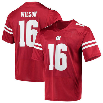W.Badgers #16 Russell Wilson Under Armour Replica Alumni Jersey Red Stitched American College Jerseys - Main View