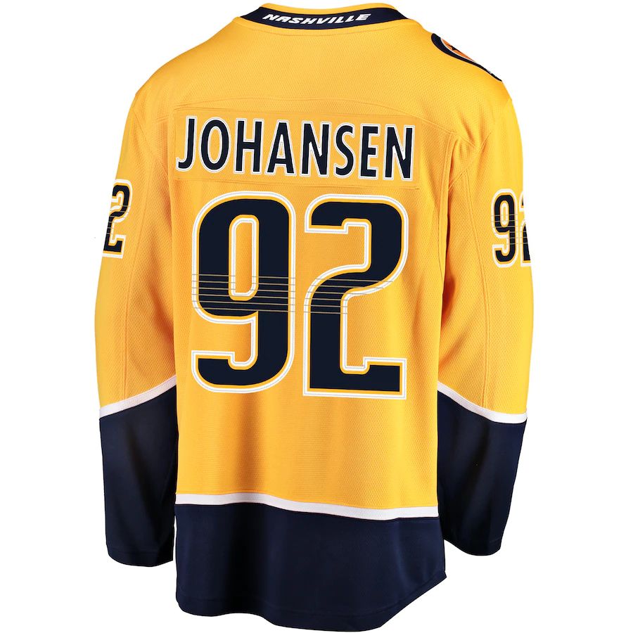 N.Predators #92 Ryan Johansen Fanatics Branded Breakaway Player Jersey Gold Stitched American Hockey Jerseys - Main View