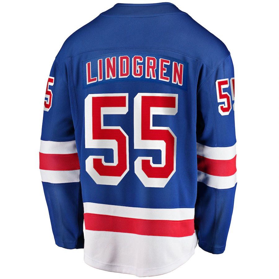 NY.Rangers #55 Ryan Lindgren Fanatics Branded 2017-18 Home Breakaway Replica Jersey  Blue Stitched American Hockey Jerseys - Main View
