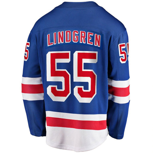 NY.Rangers #55 Ryan Lindgren Fanatics Branded 2017-18 Home Breakaway Replica Jersey  Blue Stitched American Hockey Jerseys - Main View