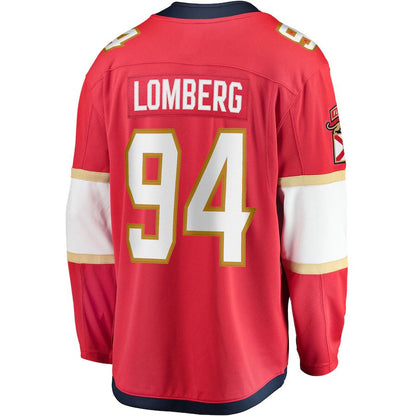 F.Panthers #94 Ryan Lomberg Fanatics Branded Home Breakaway Player Jersey Red Stitched American Hockey Jerseys - Main View