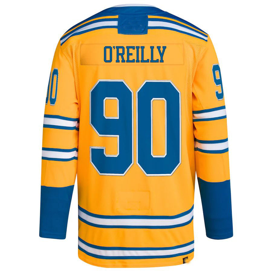 St.L.Blues #90 Ryan O'Reilly Reverse Retro 2.0 Authentic Player Jersey Yellow Stitched American Hockey Jerseys - Main View