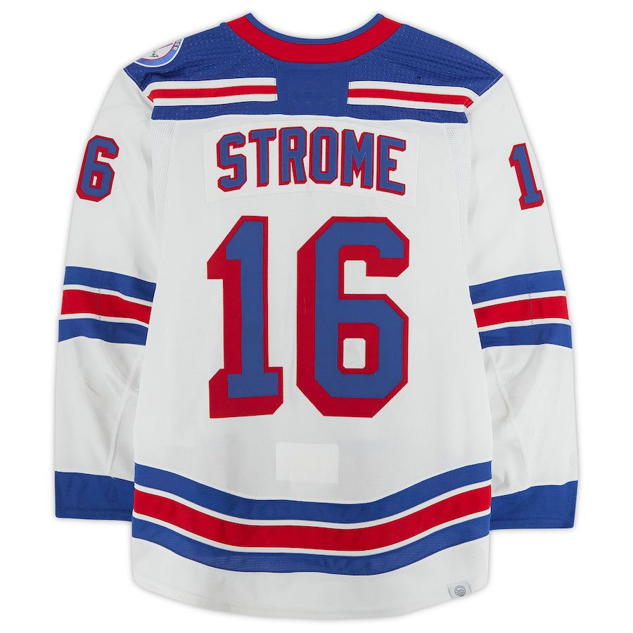 NY.Rangers #16 Ryan Strome Fanatics Authentic Game-Used White Set 3 Jersey from the 2021-22 Season Stitched American Hockey Jerseys - Main View