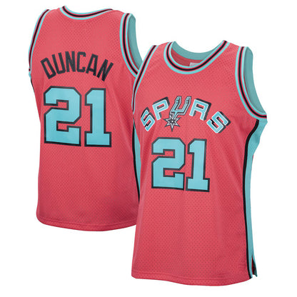 S.Antonio Spurs #21 Tim Duncan Mitchell & Ness Pink 1998-99 Hardwood Classics Reload Swingman Stitched American Basketball Jersey - Main View
