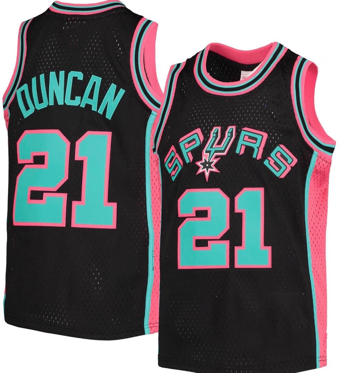 S.Antonio Spurs #21 Tim Duncan Mitchell & Ness Teal 1998-99 Hardwood Classics Reload Stitched American Basketball Jersey - Main View