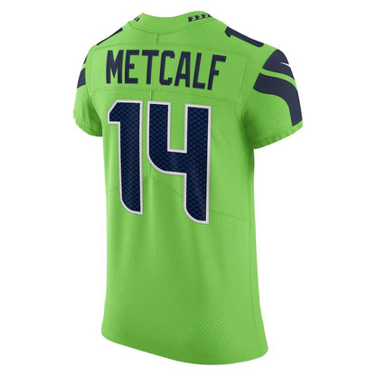 S.Seahawks #14 DK Metcalf Neon Green Alternate Vapor Elite Player Jersey Stitched American Football Jerseys - Main View