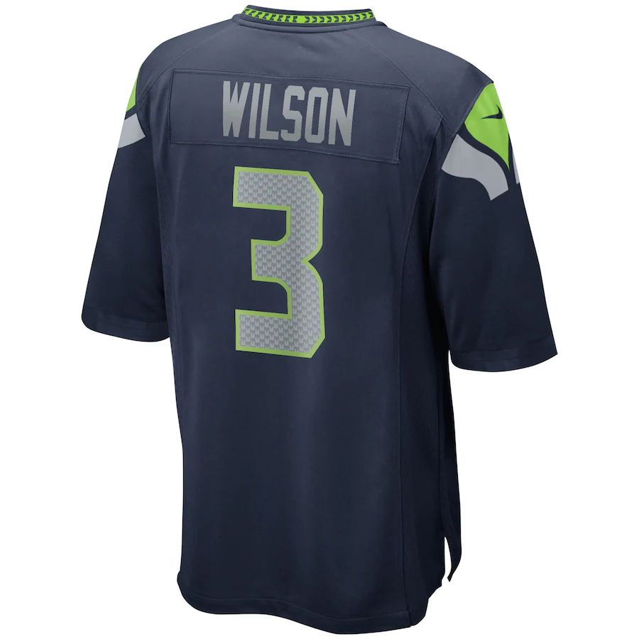 S.Seahawks #3 Russell Wilson College Navy Game Player Jersey Stitched American Football Jerseys - Main View