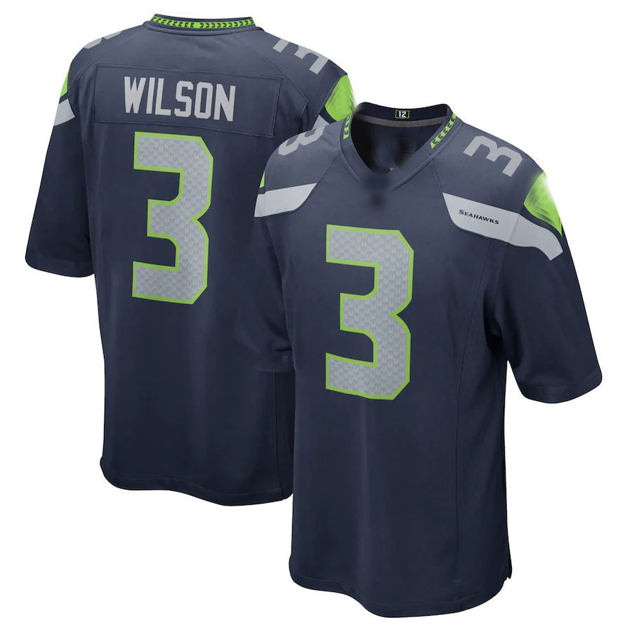S.Seahawks #3 Russell Wilson College Navy Game Team Jersey Stitched American Football Jerseys - Main View
