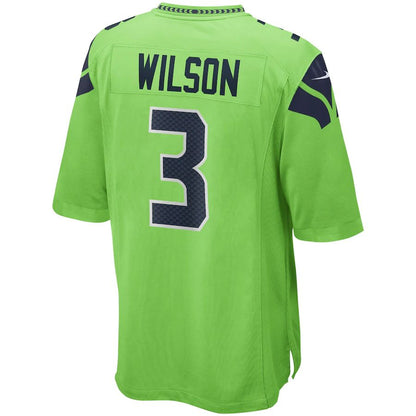 S.Seahawks #3 Russell Wilson Neon Green Alternate Game Jersey Stitched American Football Jerseys - Main View