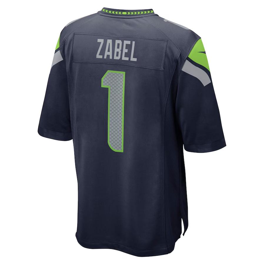 S.Seahawks #1 Grey Zabel College Navy 2025 Draft First Round Pick Game Stitched American Football Jerseys - Main View