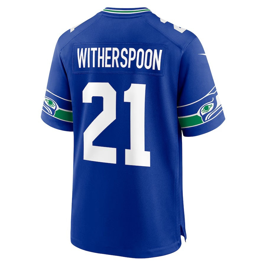 S.Seahawks #21 Devon Witherspoon Royal Alternate 2 50th Season Game American Football Jerseys - Main View