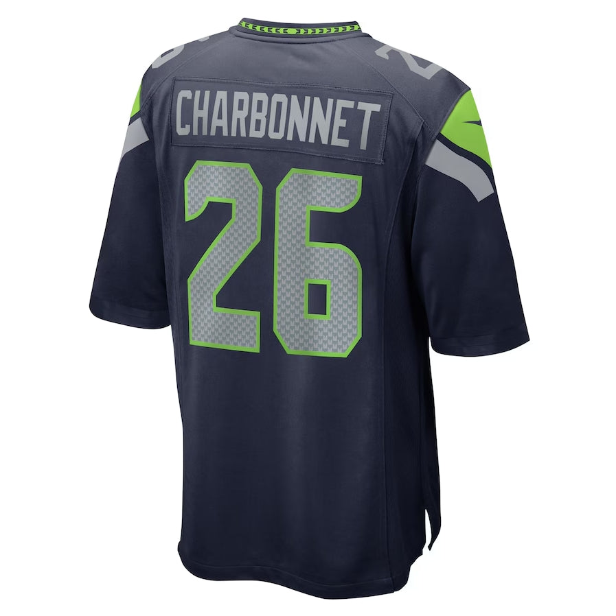 S.Seahawks #26 Zach Charbonnet College Navy Game Stitched American Football Jerseys - Main View