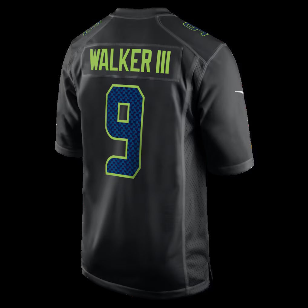S.Seahawks #9 Kenneth Walker III Black Fashion Game Stitched American Football Jerseys - Main View