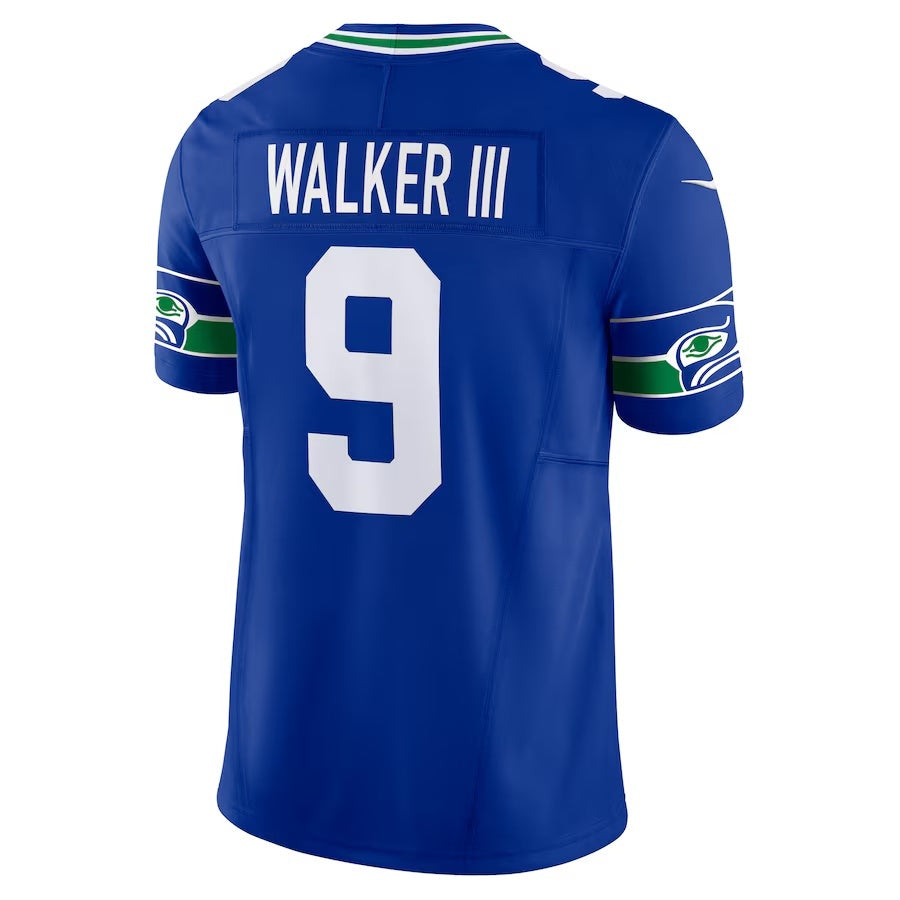 S.Seahawks #9 Kenneth Walker III Royal 50th Season Vapor F.U.S.E. Limited American Football Jerseys - Main View