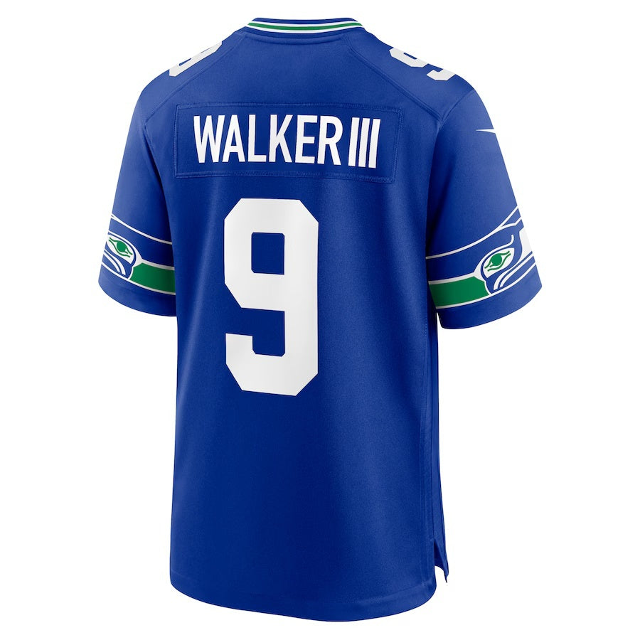 S.Seahawks #9 Kenneth Walker III Royal Alternate 2 50th Season Game Stitched American Football Jerseys - Main View