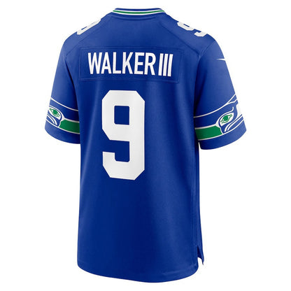 S.Seahawks #9 Kenneth Walker III Royal Alternate 2 50th Season Game Stitched American Football Jerseys - Main View