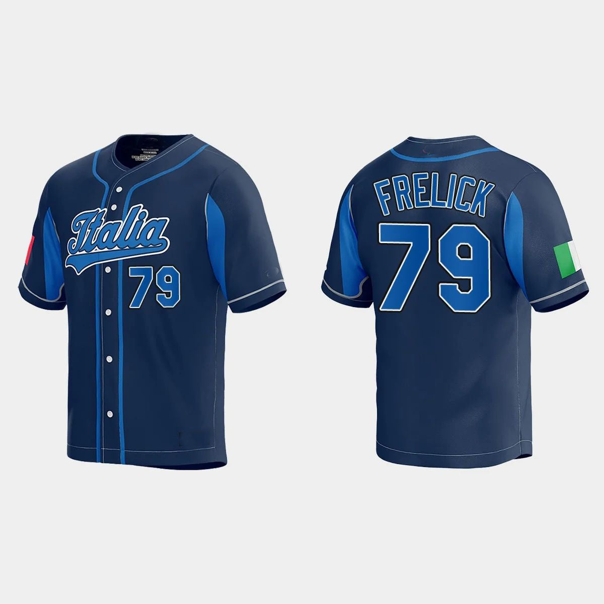 #79 SAL FRELICK ITALY BASEBALL 2023 WORLD BASEBALL CLASSIC JERSEY ¨C ROYAL Stitches Baseball Jerseys - Main View