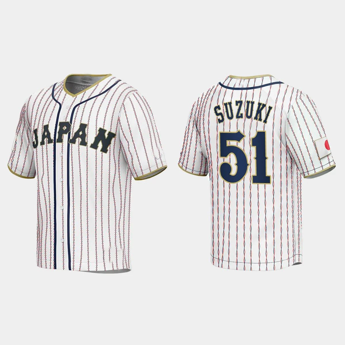 #51 SEIYA SUZUKI JAPAN BASEBALL 2023 WORLD BASEBALL CLASSIC JERSEY ¨C WHITE Stitches Baseball Jerseys - Main View