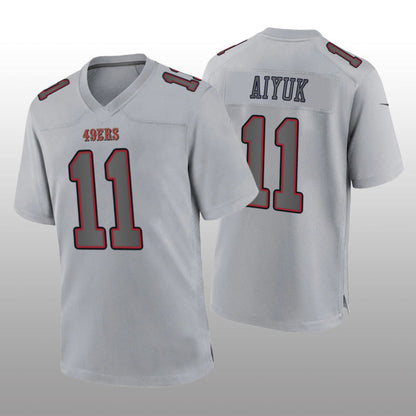 SF.49ers #11 Brandon Aiyuk Gray Atmosphere Game Jersey Stitched American Football Jersey - Main View
