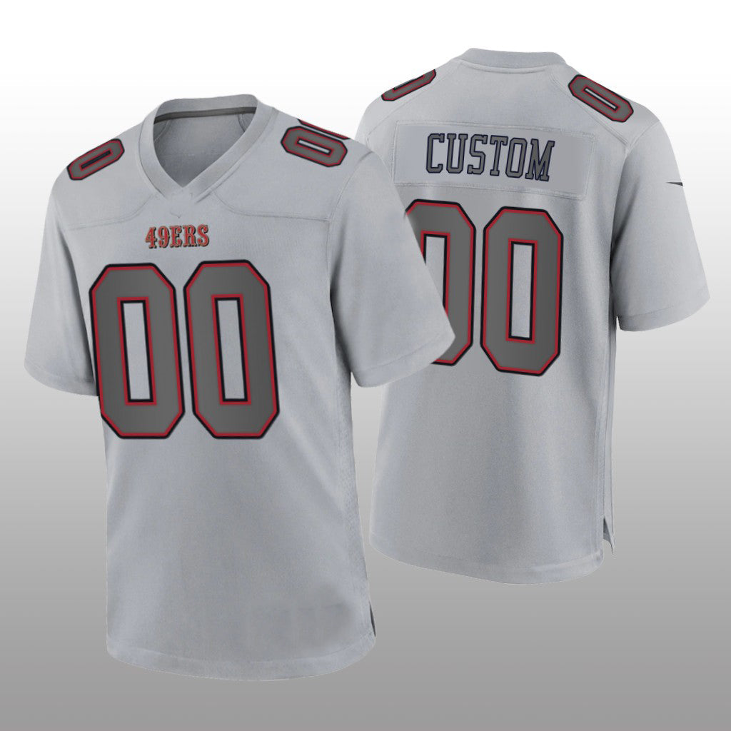 Custom SF.49ers Custom Gray Atmosphere Game Jersey Stitched American Football Jerseys - Main View