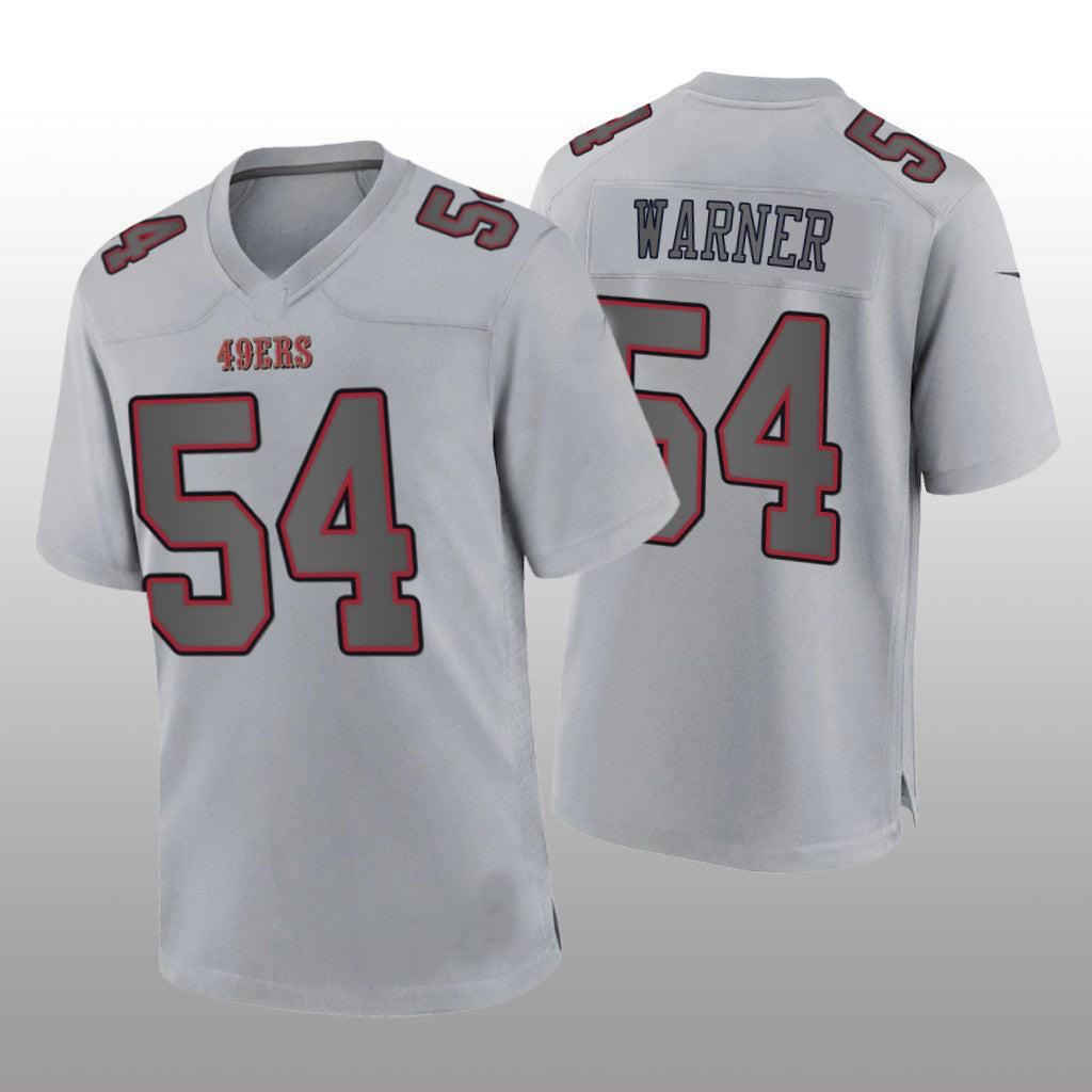 SF.49ers #54 Fred Warner Gray Atmosphere Game Jersey Stitched American Football Jersey - Main View