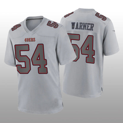 SF.49ers #54 Fred Warner Gray Atmosphere Game Jersey Stitched American Football Jersey - Main View